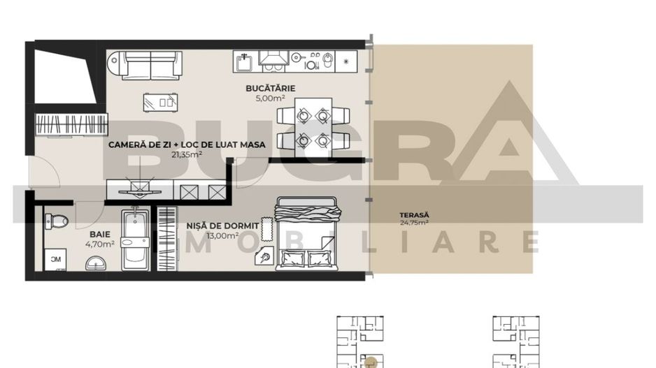 Apartament 2 camere, 44 mp, terasa 25 mp, zona Autogara - Poză 2