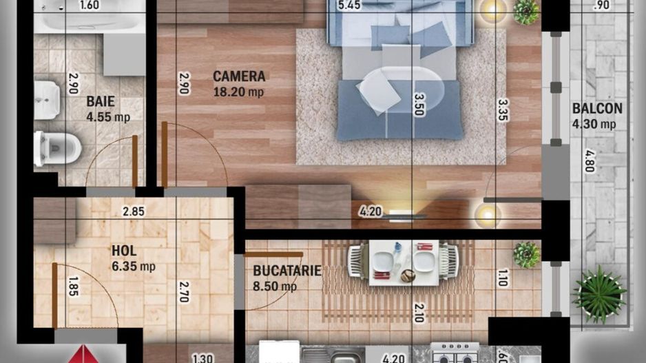 Apartament Spațios 1 Cameră Titan - Poză 2