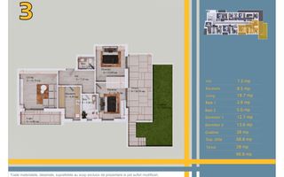 Ap 3 cam cu terasa si gradina, zona Pallady, metrou Teclu - Schiță 12