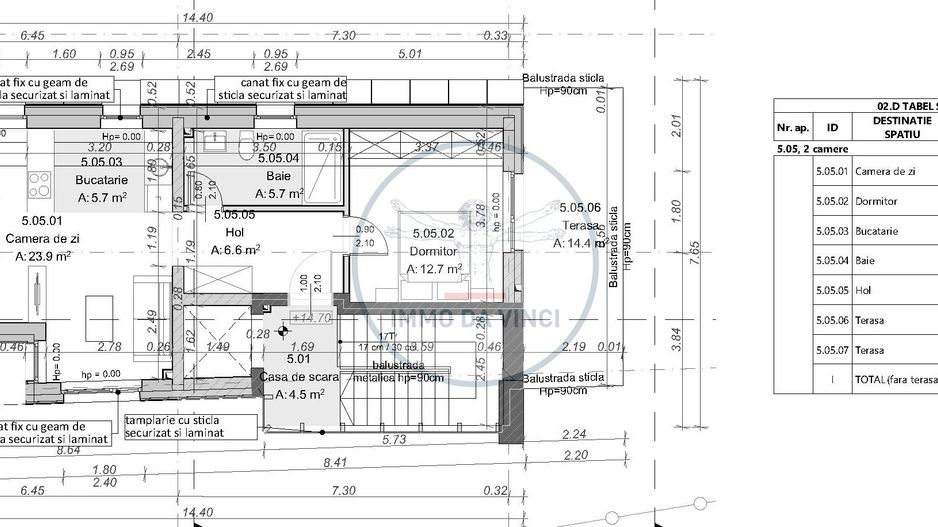 Apartament exclusivist 2 camere, 18mp terase, singur pe etaj Marasti - Schiță 4