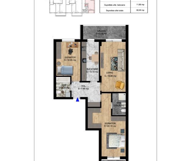 AP. 3CAM. SPATIOS - BLOC PREMIUM P+4 / METROU N. TECLU. PALLADY! - Poză 1