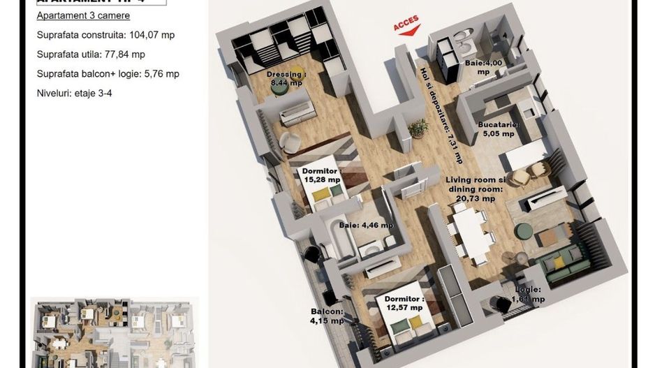 Ap 3 camere Kamsas Baba Novac - Poză 6