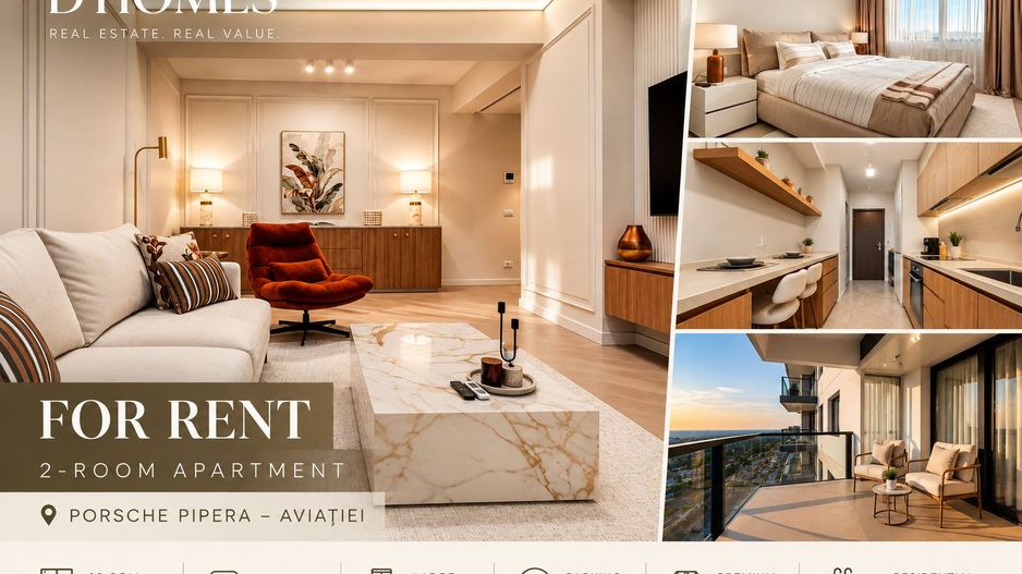 Premium 2-Room Apartment for Rent | Designer Interior | Porsche Pipera - Poză 1