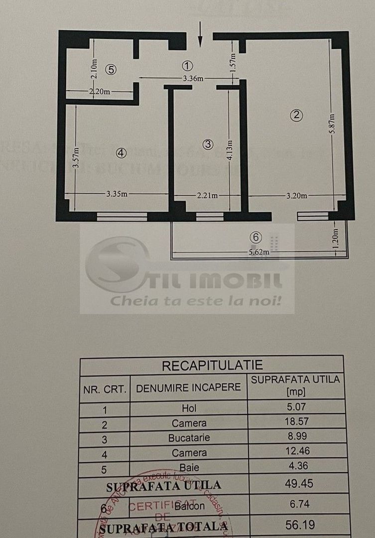 Apartament 2 camere decomandat - 56,19 mp – Bucium, Complex nou 2020 - Schiță 8