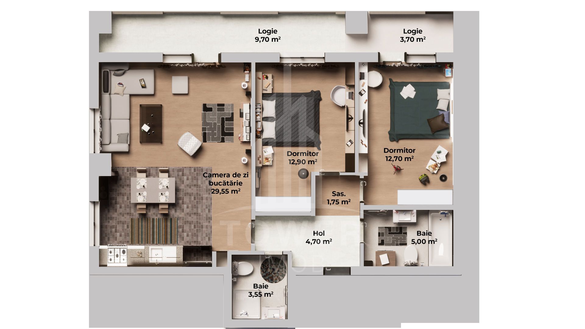 Apartament rezidențial NOU 3 camere - Poză 3