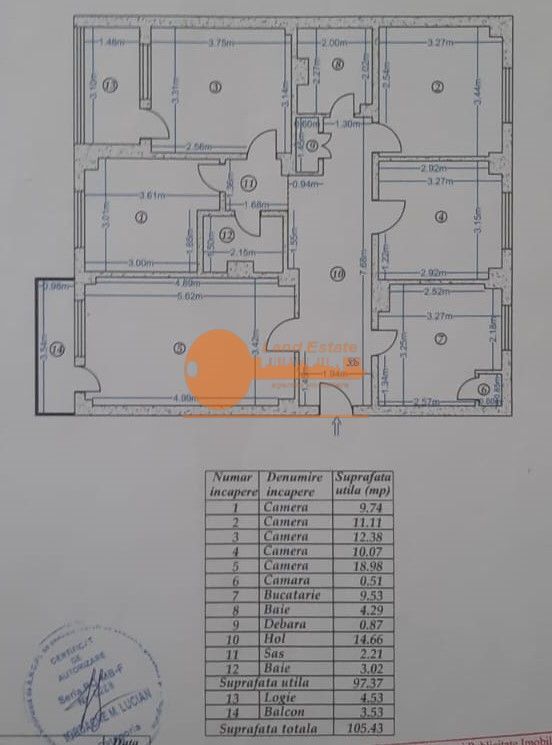 Apartament 5 camere spațios – 96 mp utili | Decomandat | Etaj 5/10 - Schiță 11
