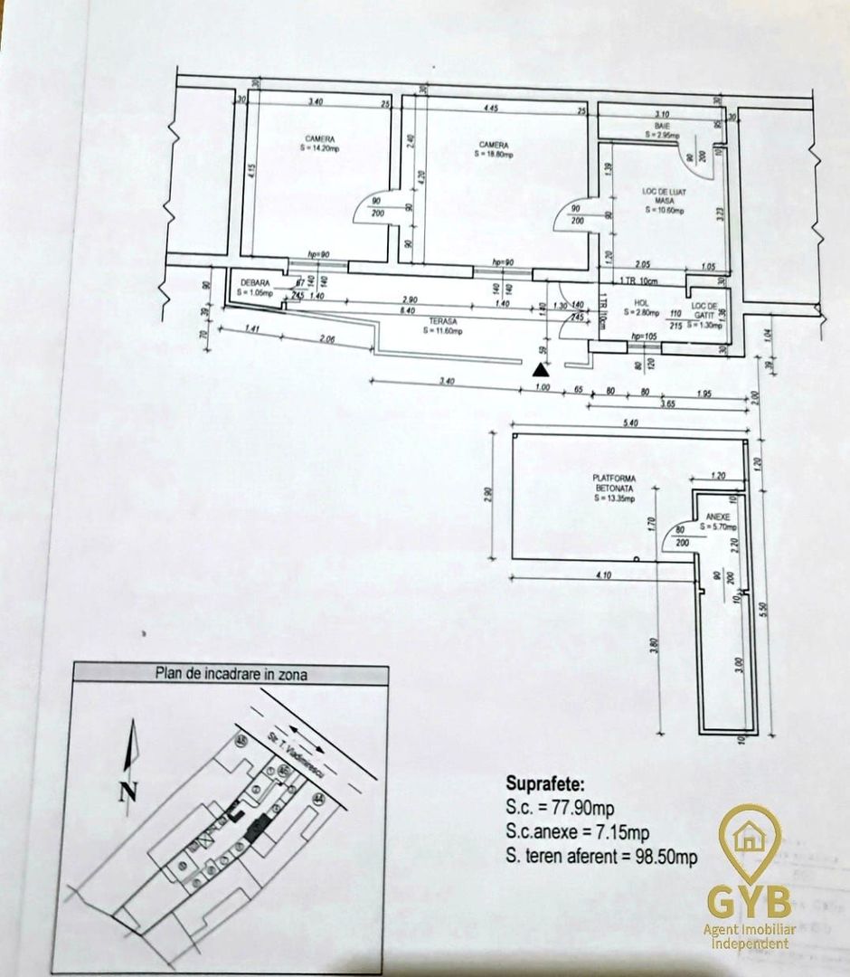 Casa cu de vanzare cu 2 camere Ultracentral, pe Tudor Vladimirescu - Schiță 12