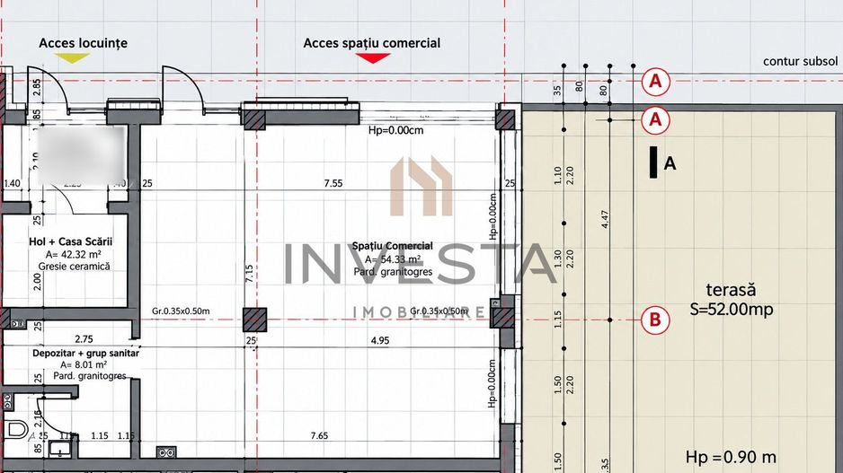 Spatiu comercial cu 62 mp utili si terasa de 52 mp, Gardenia Residence - Schiță 3