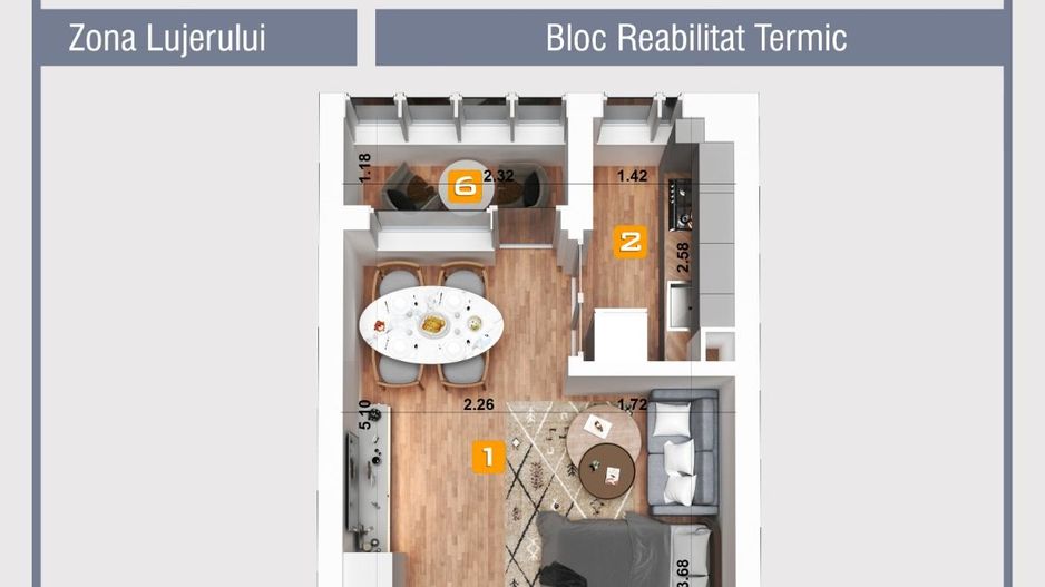 Garsoniera renovata bloc anvelopat Lujerului, Militari - Schiță 7
