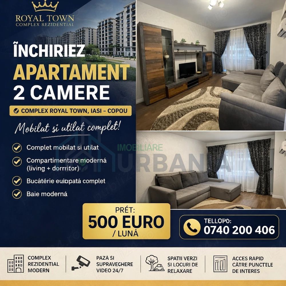 Inchiriez apartament 2 camere Royal Town Copou - Poză 1