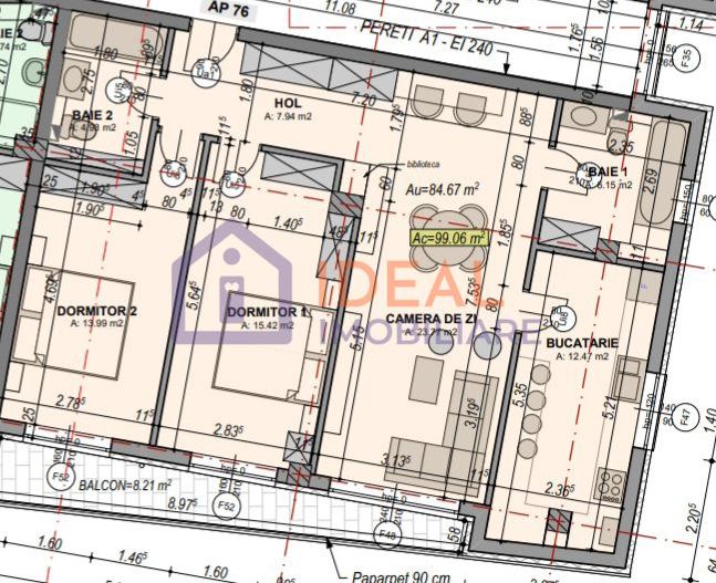 Apartament generos de 3 camere cu balcon,  85 mp utili, zona Turnisor - Poză 11