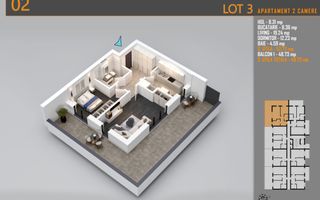 Apartament 2 camere cu terasa Titan-Pallady-Metrou Teclu - Schiță 1