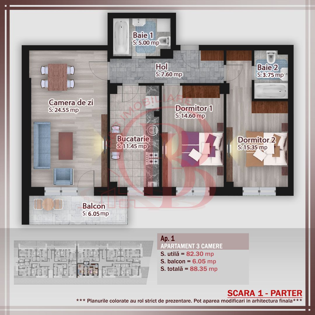 3 camere decomandat-2 bai-Theodor Pallady-Metrou Teclu - Schiță 5