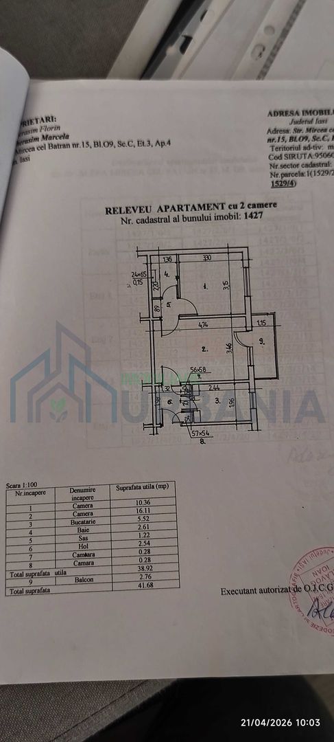 Apartament 2 camere, semidecomandat, 41 mp, cartier Mircea cel Bătrân, Iași - Poză 1