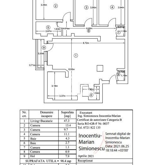 Apartament 4 camere, finisat modern, etaj 6, 102mp in zona Piata Alba Iulia - Schiță 17