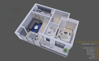 Apartament cu 2 camere decomandat 64 mp utili, lift in Giroc zona Planetelor. - Schiță 15