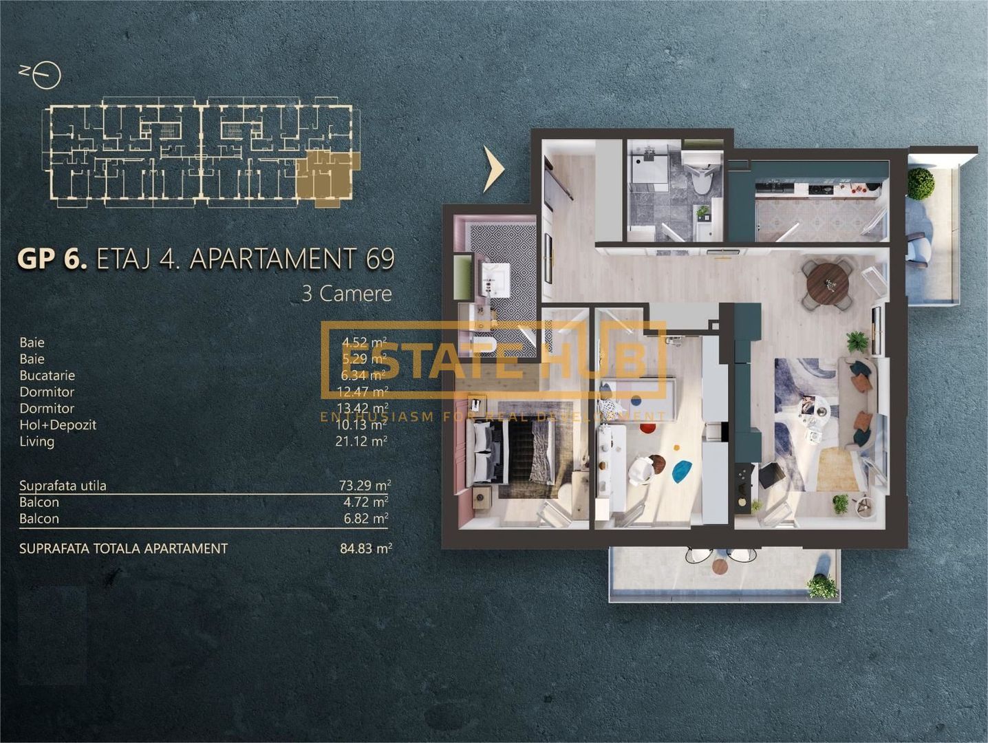 Apartament 3 camere bloc nou | Comision 0% - Poză 1