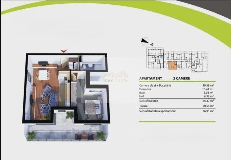 Apartament 2 camere de vânzare | Sopor – Baza Sportivă Gheorgheni - Poză 7