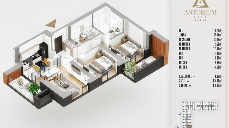 Titan Pallady Ap. 3 Camere Astorium exclusiv în blocul A, predare 2025 - Poză 3