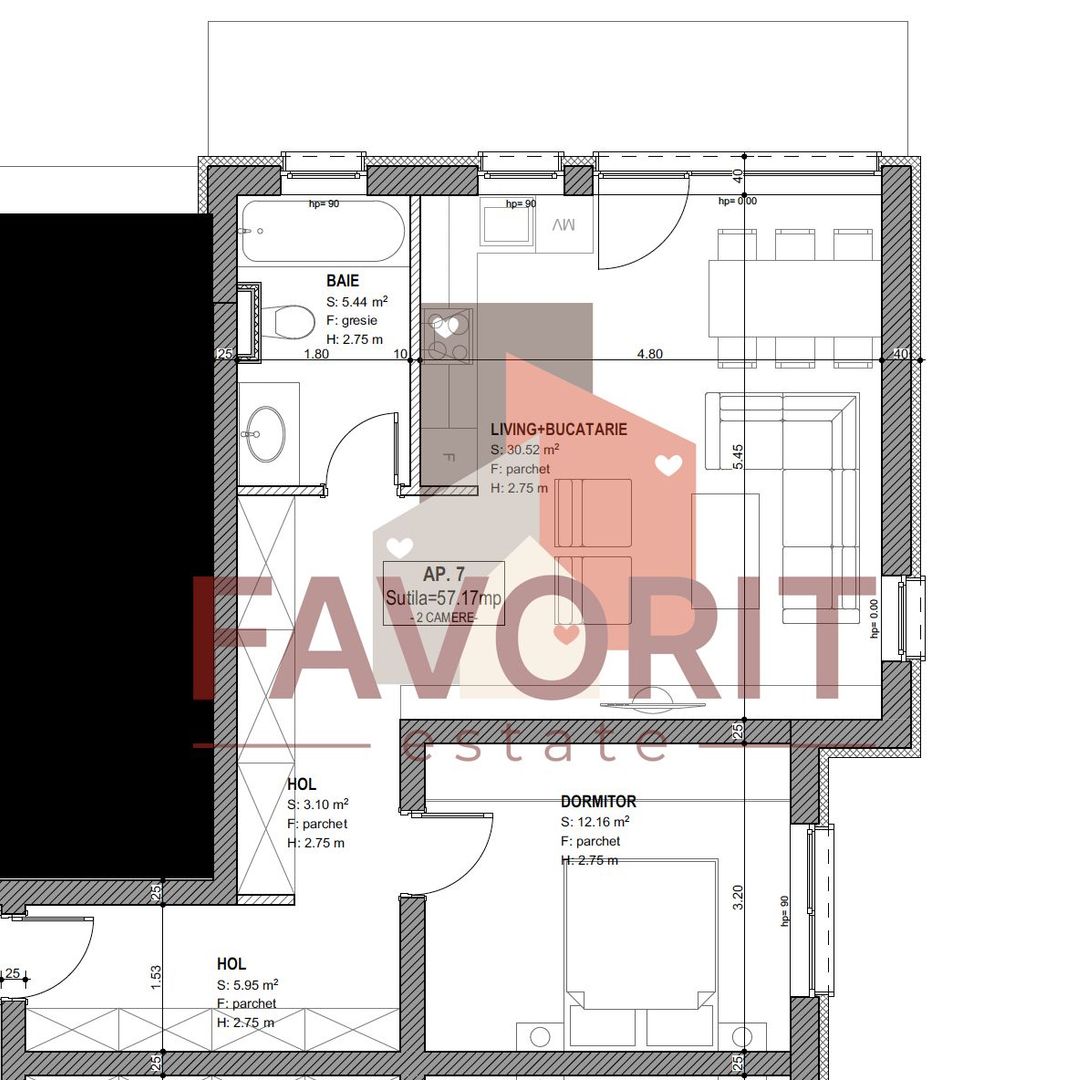 Spatios. Bloc NOU. Disponibil imediat. Strada asfaltata. - Schiță 11