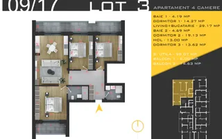 Apartament 4 Spatios, Comision 0%, Pallady, metrou Teclu - Schiță 11