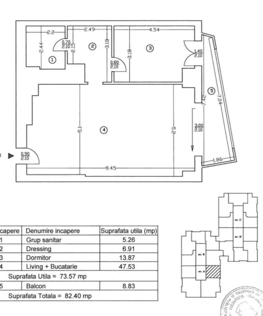 Apartament spațios 2 camere + dressing, UPground, 82 mp, etaj 6, mobilat lux. - Poză 9