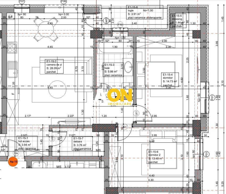 Apartament 3 camere, etaj 1, predare la cheie - Schiță 8