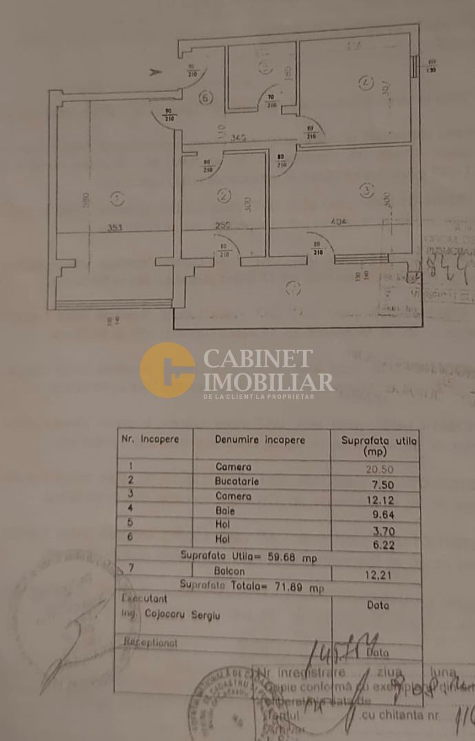 Apartament 3 camere decomandat mobilat-utilat 72 mp- Loc parcare - Schiță 10