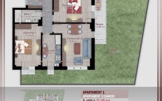 3 camere -gradina proprie Metrou Nicolae Teclu - Schiță 10