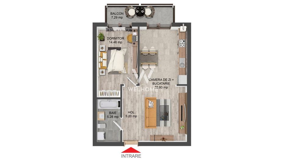 Apartament cu 2 camere, gradina si boxa, proiect nou  - Selimbar/Sibiu - Schiță 8