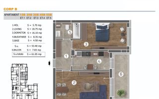 Apartament cu 2 camere, decomandat, acces rapid Parc Tudor Arghezi - Schiță 5
