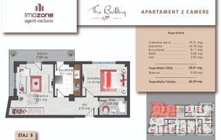 2 camere | Prelungirea Ghencea | 62.59 mp | Etaj 3 | Finalizat | Comision 0%