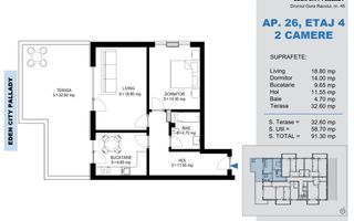 Apartament 2 Camere + terasa 32mp-Titan Pallady-Metrou Teclu - Poză 3