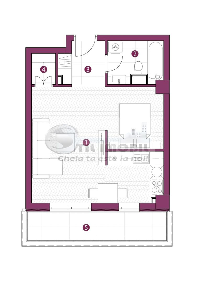 PRET PROMO! Ap. tip studio 1 camera, 46.07mp, PLATOU GALATA - Poză 4