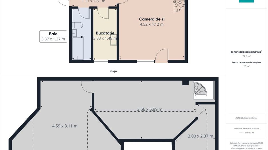 Apartament 1 cameră cu balcon și pod compartimentat | Dâmbovița, Timiș - Poză 14
