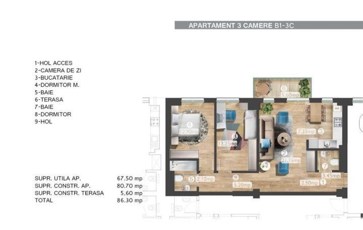 APARTAMENT SUPERB | 3 CAMERE | BELVEDERE FAZA 1 - Poză 11