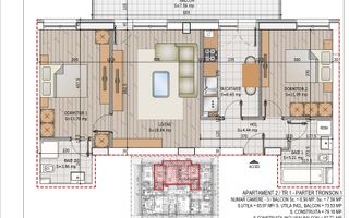 Apartament 3 camere Titan Pallady Metrou N. Teclu Comision 0 - Schiță 16