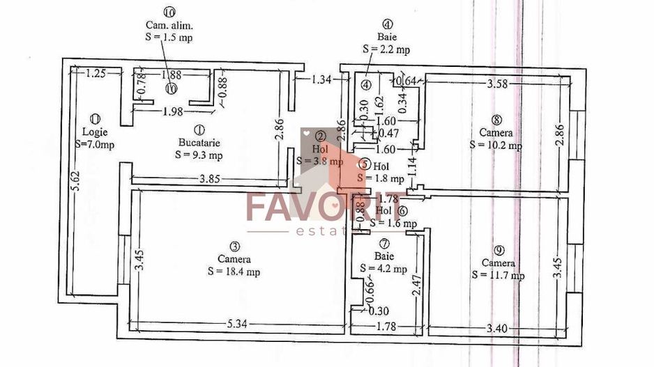 Comision 0% | 3 camere | decomandat | 2 bai | balcon | gata de locuit - Schiță 15