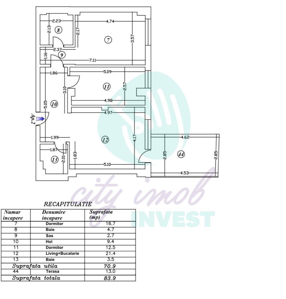 Apartament cu 3 camere cu parcare in bloc nou - Poză 2