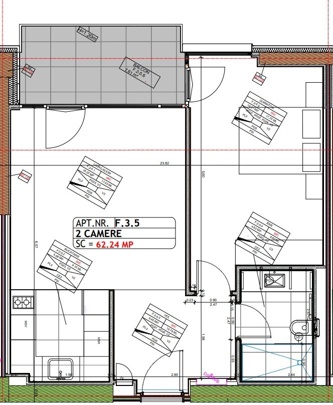 Apartament cu 2 camere - Schiță 13