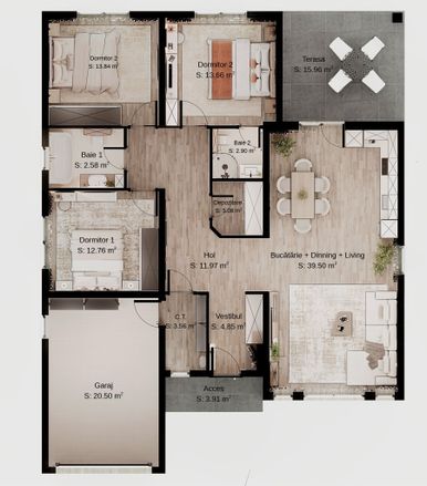 Plan casa cu garaj