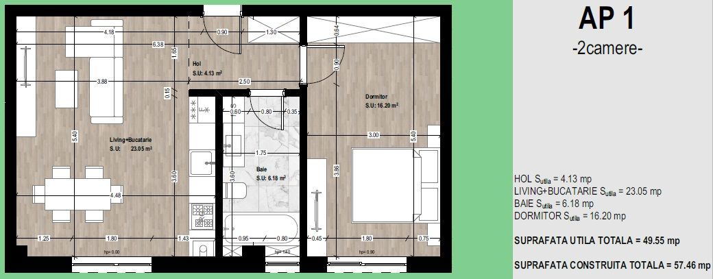 Apartament 2 camere Otopeni central 50 mp | comision 0 - Schiță 14