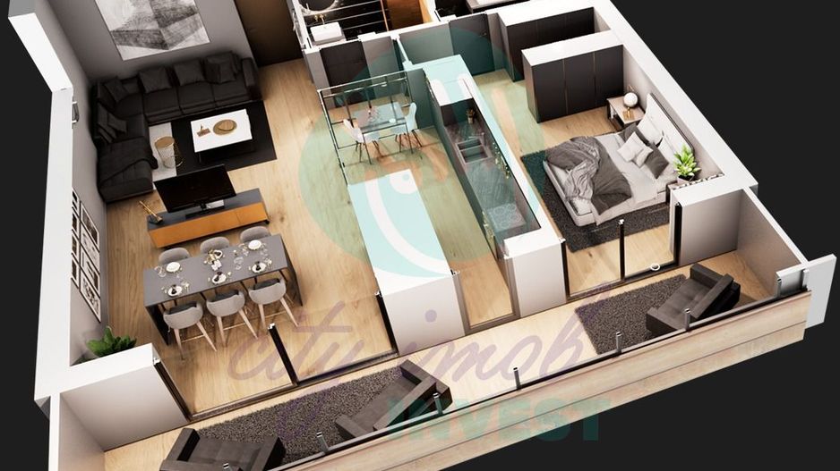 Apartament 2 camere cu terasa de 19 mp - Schiță 1