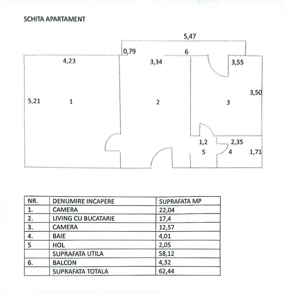 APARTAMENT 2 CAMERE  | BLOC REABILITAT | NERVA TRAIAN - Schiță 10