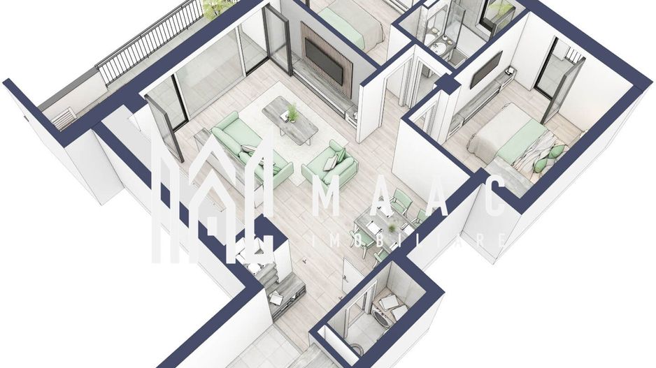 Apartament 3 camere | Balcoane 15.1 mp | Etaj II | Turnisor - Poză 5