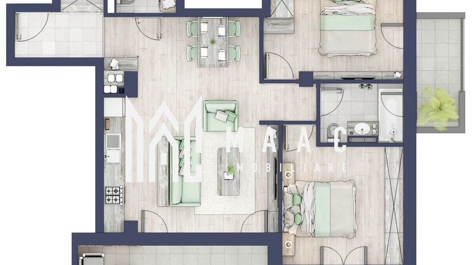 Apartament 3 camere | Balcoane 16.2 mp | Etaj 1 | Turnisor - Poză 1