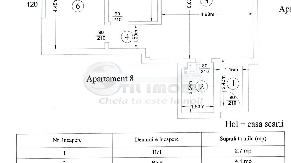 Apartament cu 2 camere, 61.6 mp - Zona 5 Drumuri - loc de parcare ! - Schiță 8