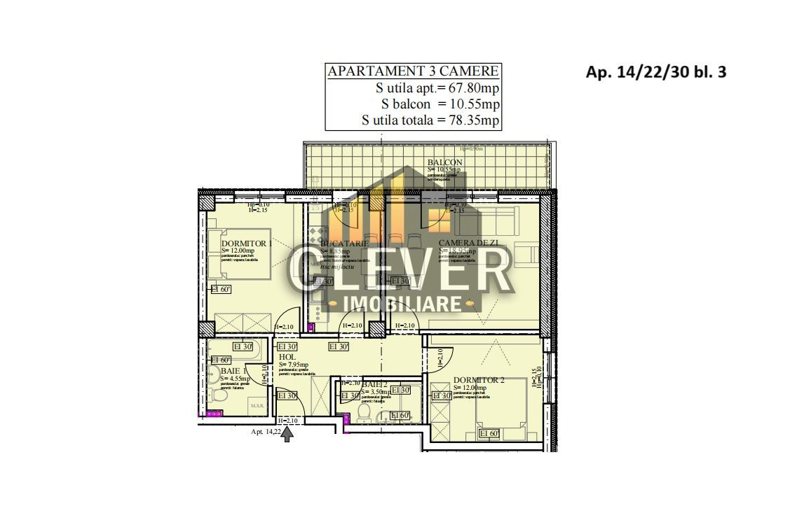 3 camere Pallady – decomandat, Comision 0, Parc Teilor - Schiță 14