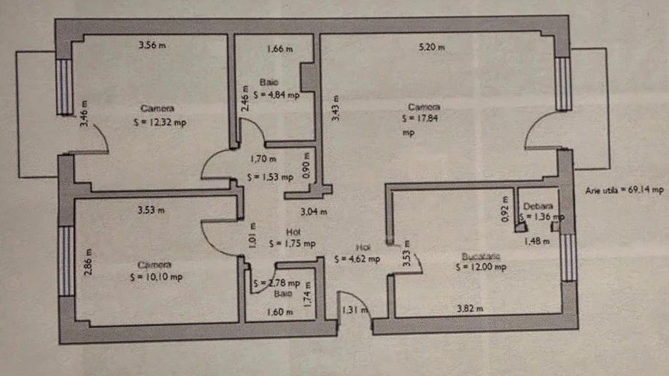 Soarelui | 3 camere | Decomandat | 2 băi | 2 balcoane | Necesita renovare - Poză 1