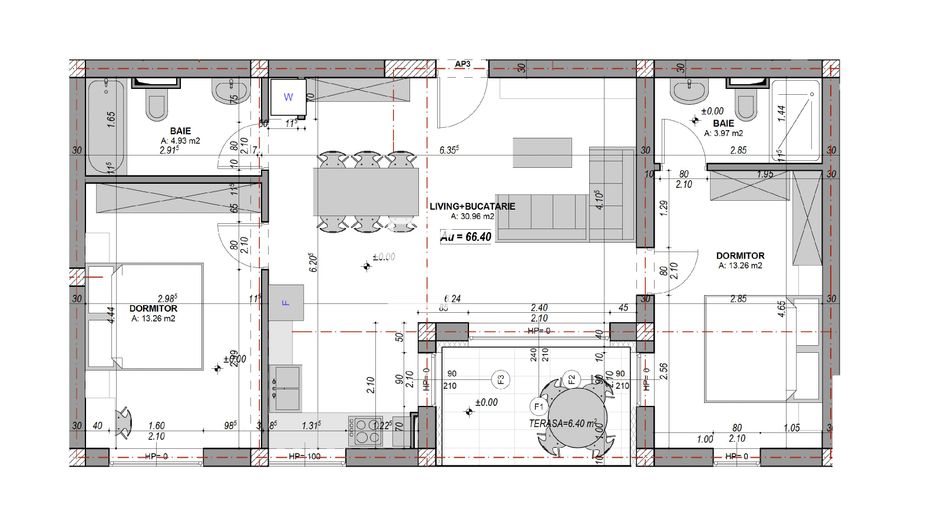 Apartament 3 camere - 66.4 mp, aer conditionat- DaVinci Homes, Sibiu - Schiță 9